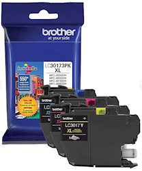 INK CARTRIDGES, HIGH YIELD, BROTHER LC30173PK, CYAN/MAGENTA/YELLOW, 3/CT LARGE